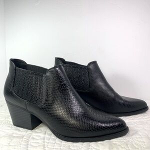 a.n.a Diablo Reptile Print Block Heel Memory Foam Ankle Boot Black Women’s SZ10M
